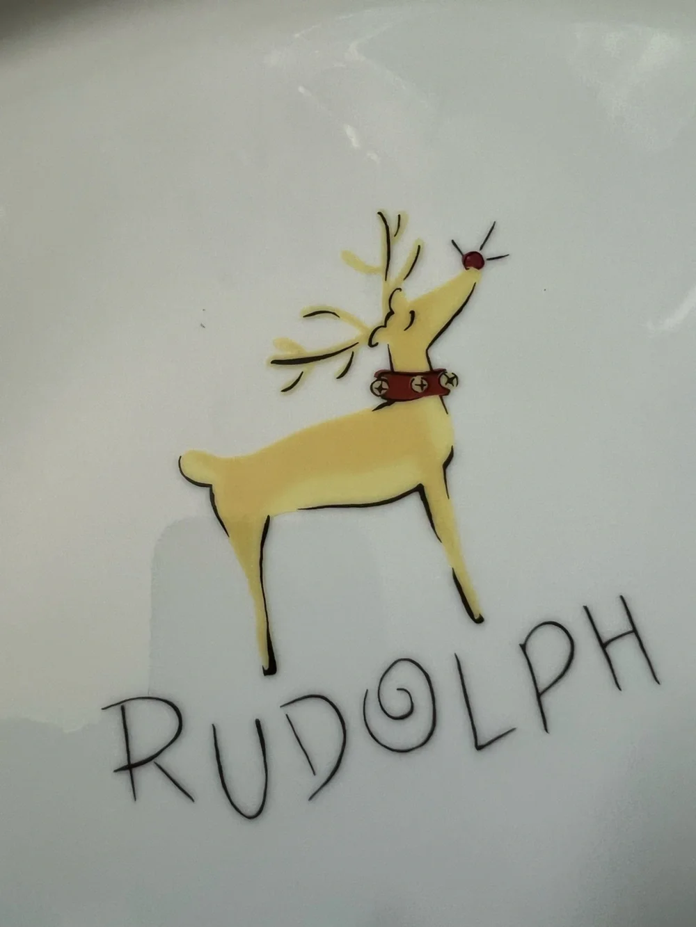 POTTERY BARN RETIRED Rudolph White Holiday Oval Serving Platter Large